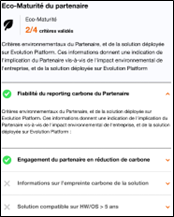 Example de l'affichage de l'Eco-Maturité d'un partenaire sur la Console