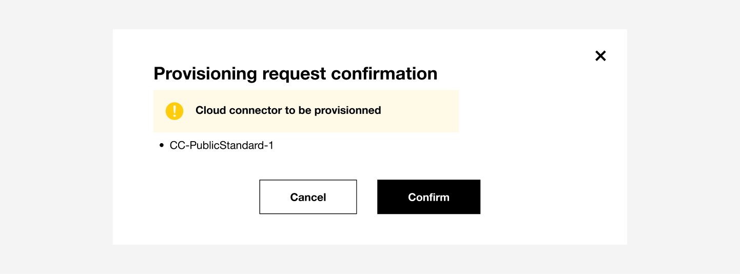 Information de confirmation de la requête de provisionnement.