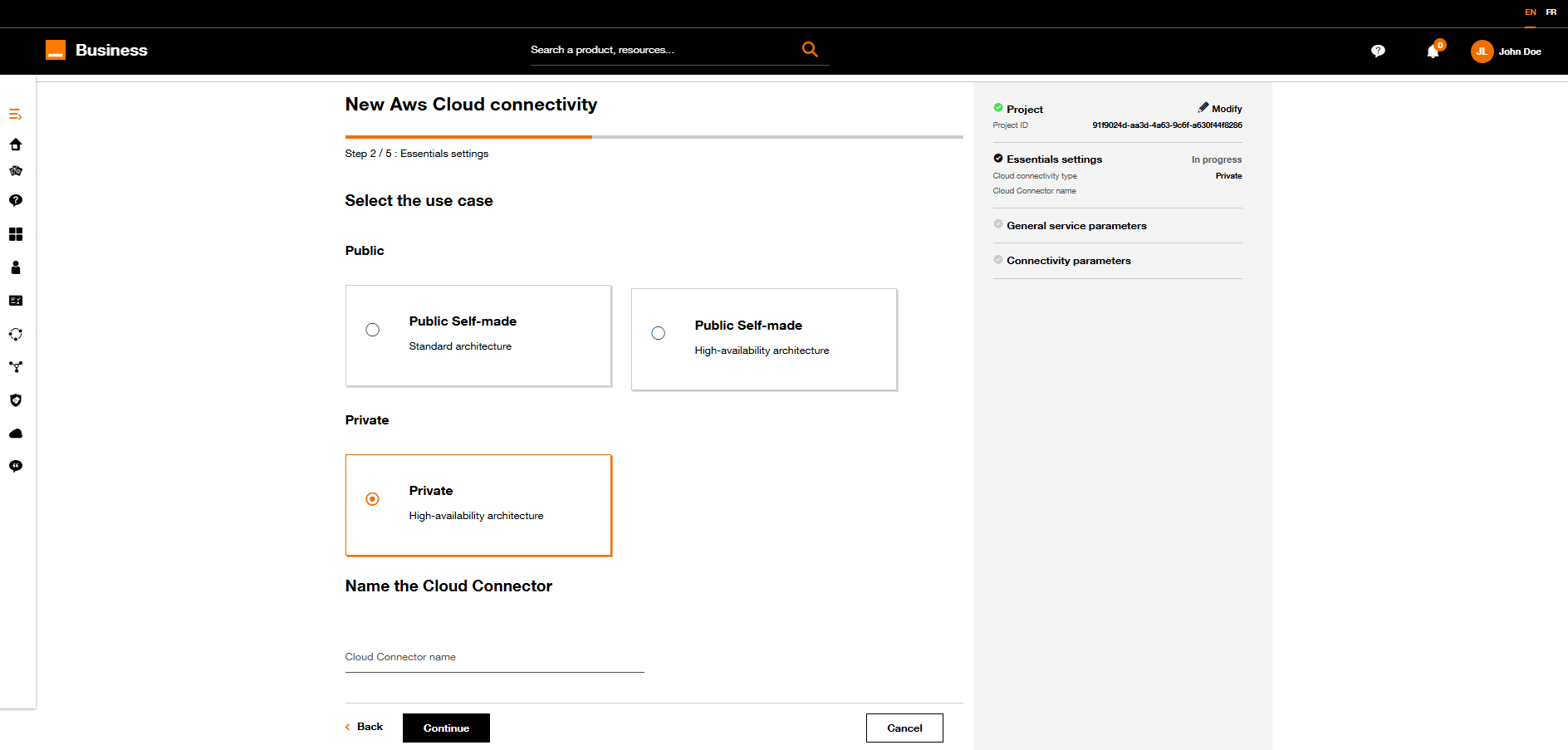 First settings form