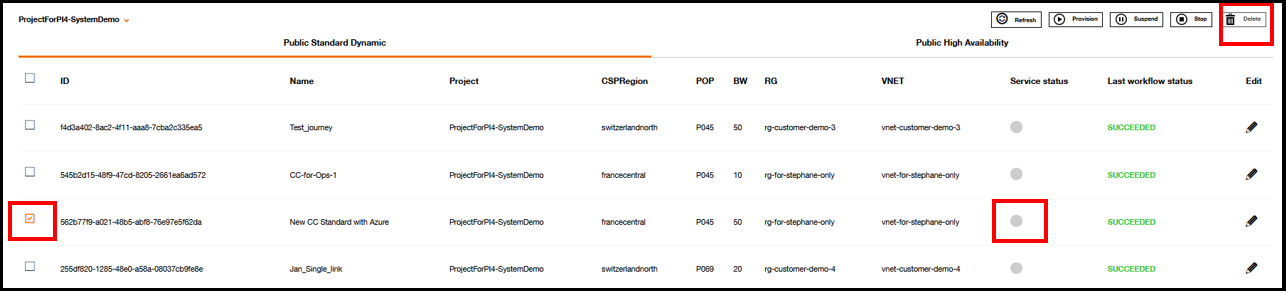 Azure cloud connector dashboard