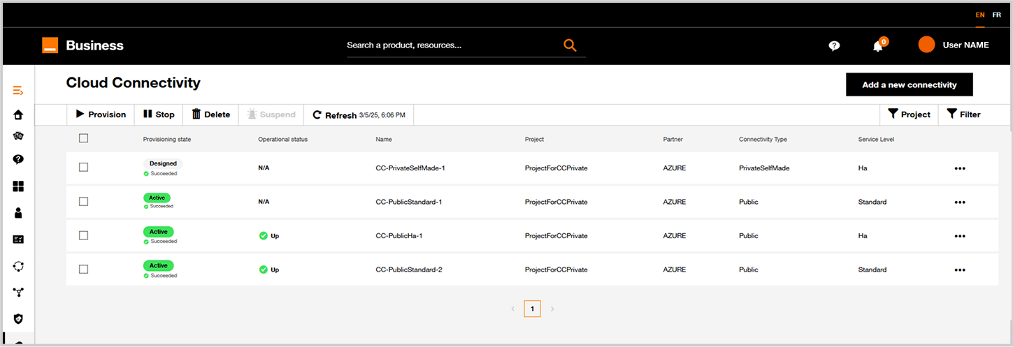 Cloud Connector Inventory in which the second Cloud Connector is in Active state after a bandwidth update.