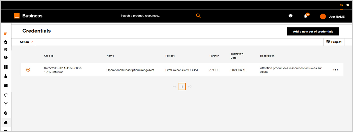 Credential list page