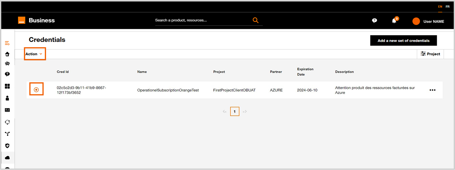 Credential list.