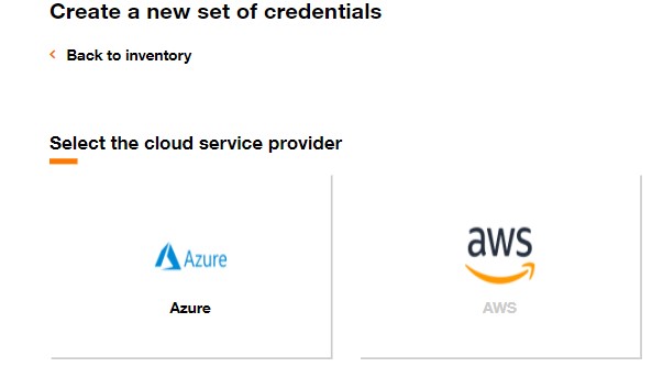 Select the cloud service provider page