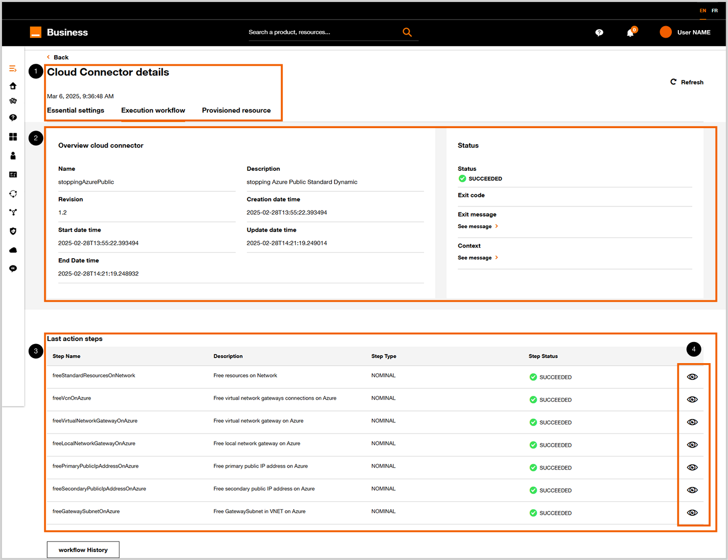 Execution workflow detail