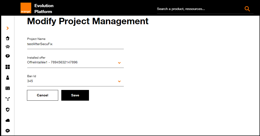 Project edition form