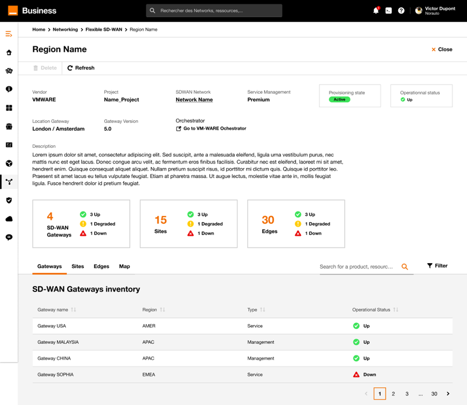 Region detail page