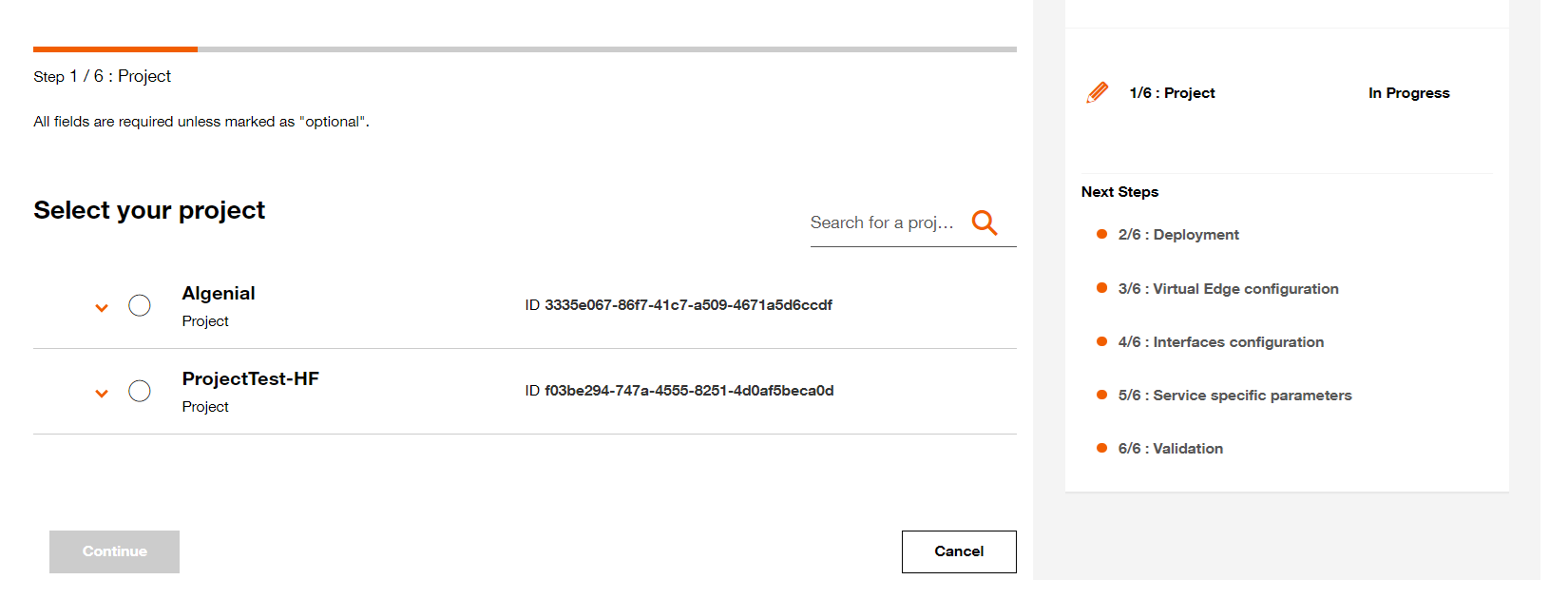 Select your project